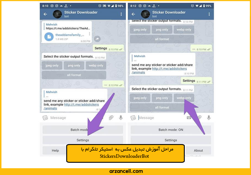 مراحل آموزش تبدیل عکس به استیکر تلگرام با StickersDownloaderBot