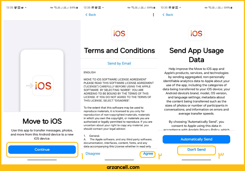 مراحل انتقال با Move to iOS 1