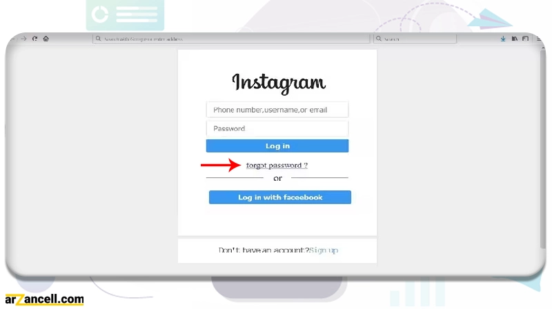 لینک بازیابی رمز اینستاگرام در کامپیوتر با ایمیل