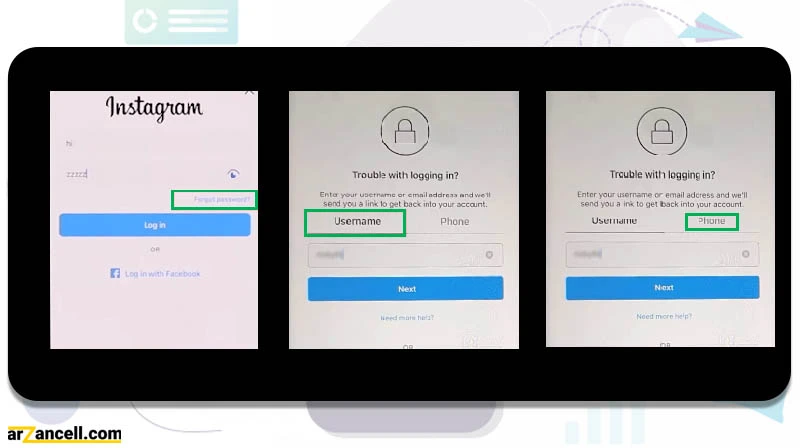 لینک بازیابی رمز اینستاگرام در ایفون