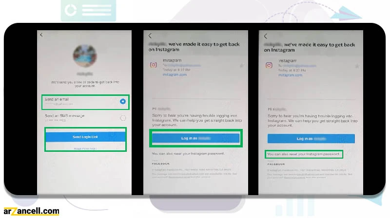 لینک بازیابی رمز اینستاگرام در ایفون