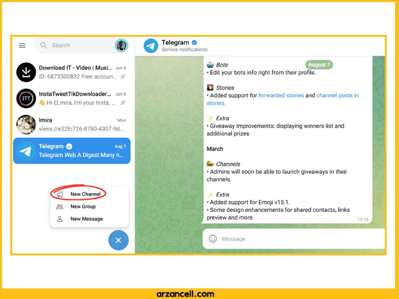 آموزش ساخت کانال در تلگرام در دسکتاپ